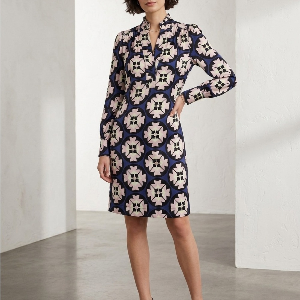 Diane Von Furstenberg Geometric Long Sleeve Dress